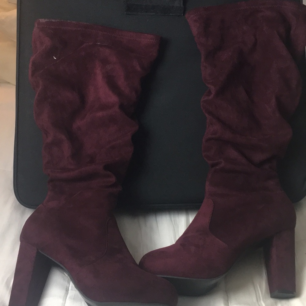 New torrid burgundy knee high boots